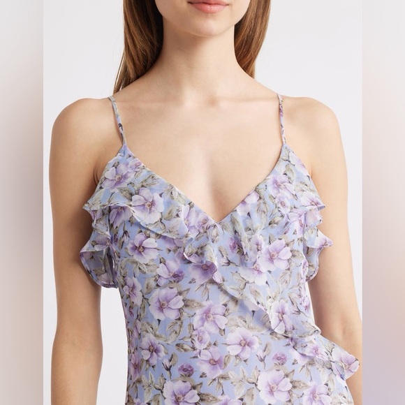 LULUS LUELLA FLORAL PRINT RUFFLE SLEEVELESS MAXI DRESS ❤️NWT IN STORES❤️ - Picture 4 of 5